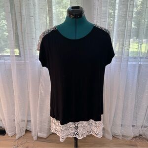 Black Top with Lace Accents